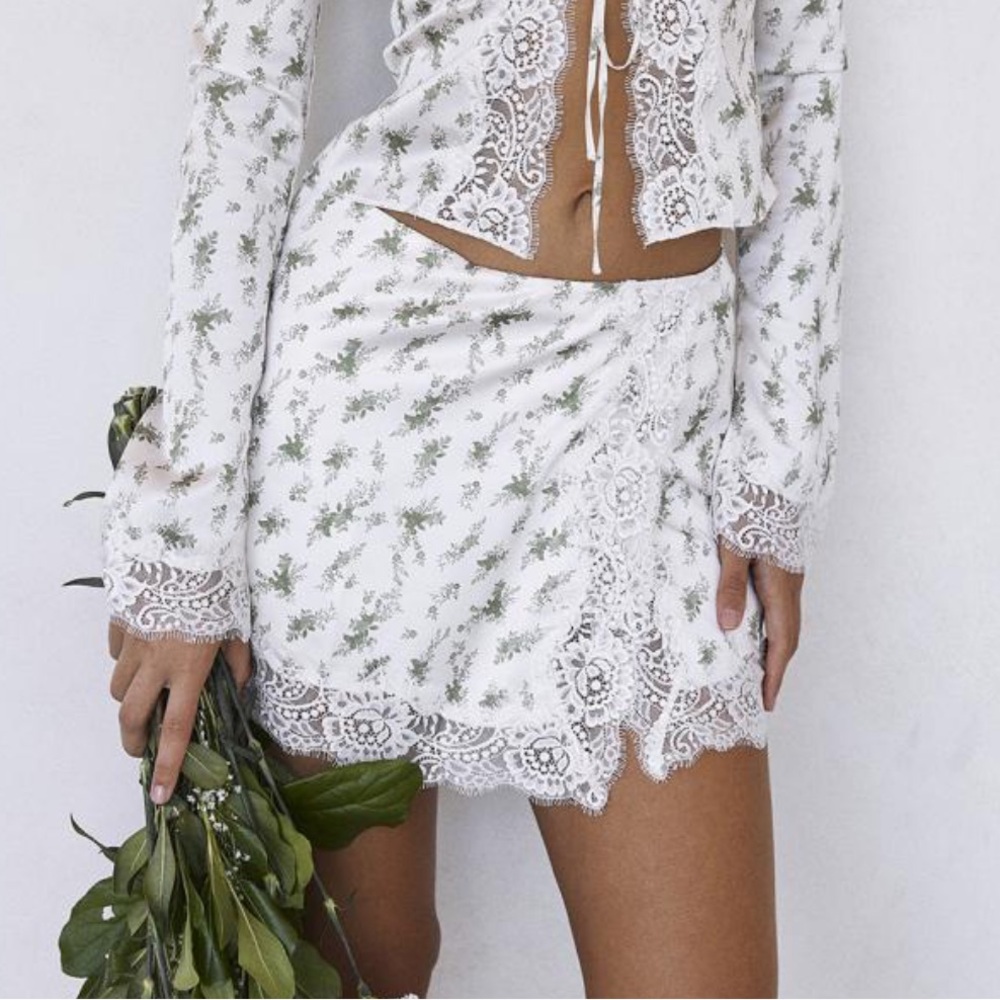 House of CB Floral Lace Trim Skirt